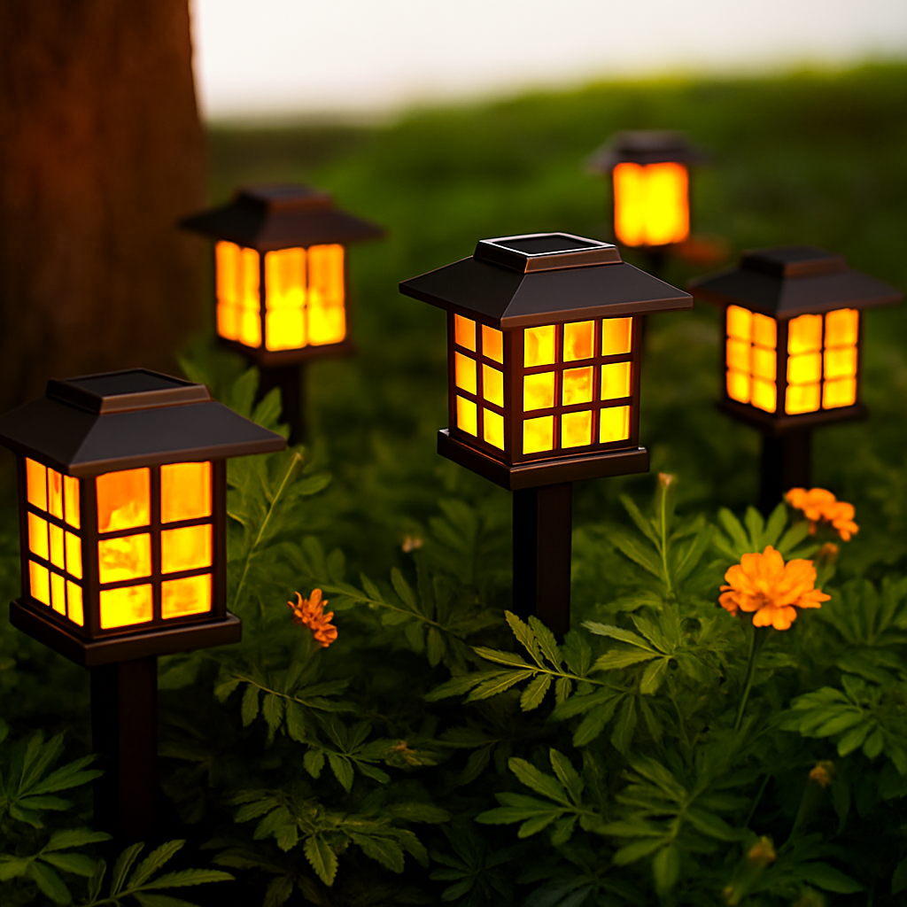 lot de lampes torches solaires décoratives pour jardin extérieur