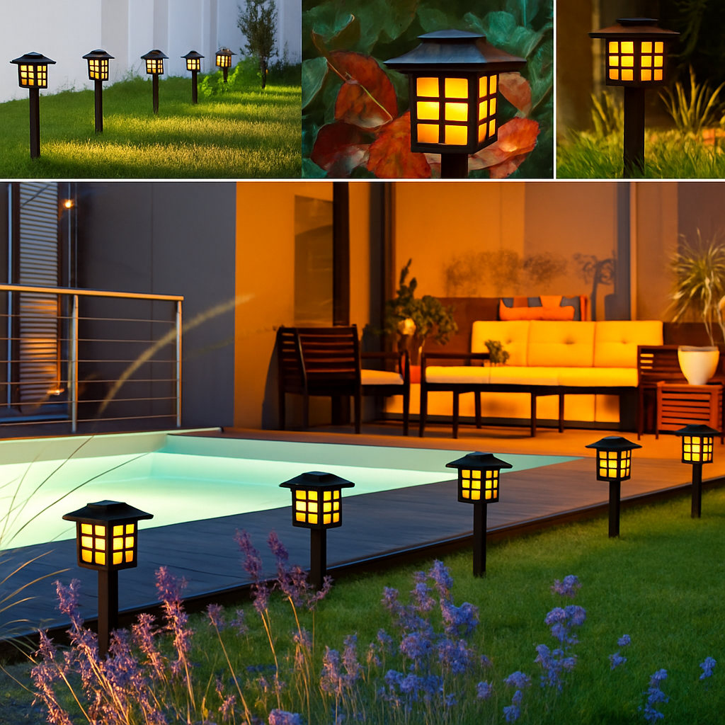 lot de lampes torches solaires décoratives pour jardin extérieur