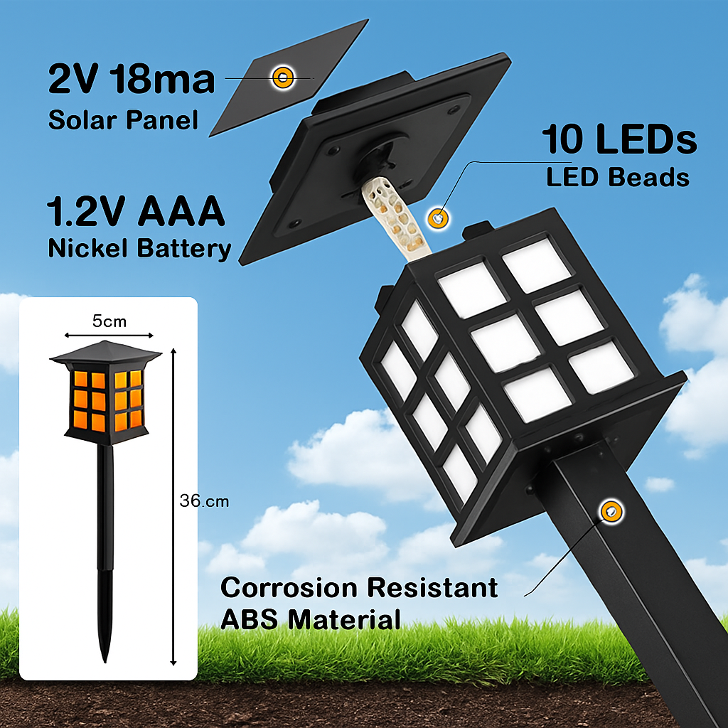 lot de lampes torches solaires décoratives pour jardin extérieur