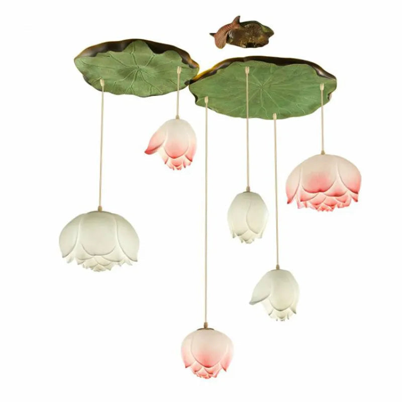 Suspension fleur Lotus style rétro LED