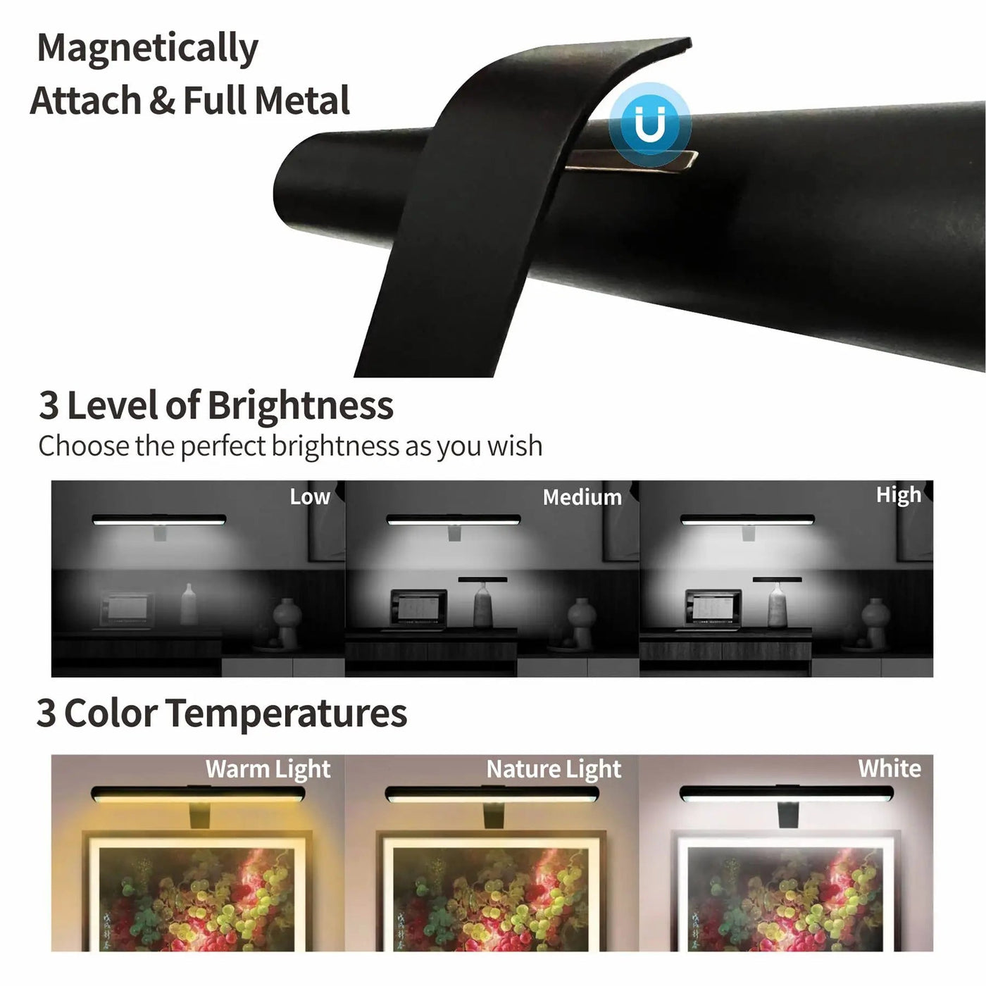 lumière murale led rechargeable pour peintures et jeu de fléchettes