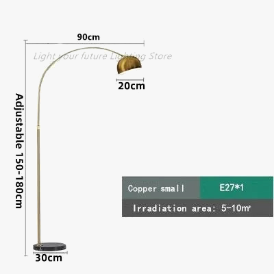 Lumière nordique luxe galvanoplastie réglable pêche lampadaire Base en marbre télécommande chambre étude hôtel lampadaire LED