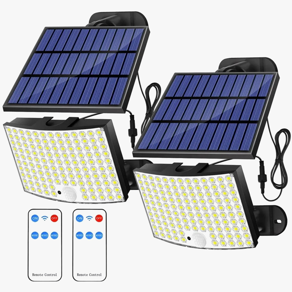 lumière solaire extérieure 128 led étanche avec capteur de mouvement 3 modes