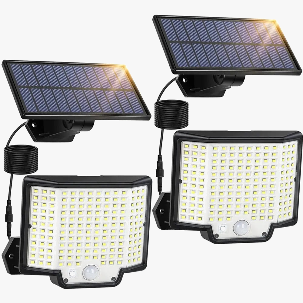 lumière solaire extérieure 166 led avec capteur de mouvement et télécommande