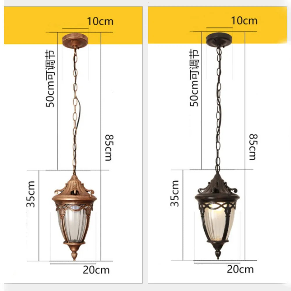 Lumière suspendue extérieure américaine pour Restaurant balcon Bar hôtel pavillon galerie lampe rétro rétro étanche lustre lumière