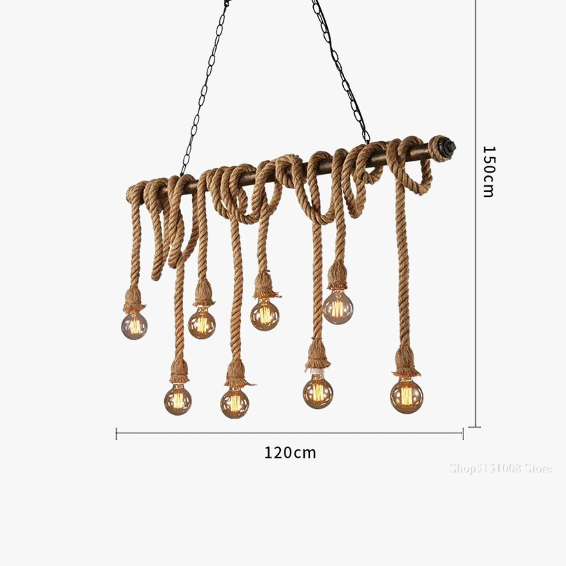 lumière suspendue style industriel rétro avec corde de chanvre