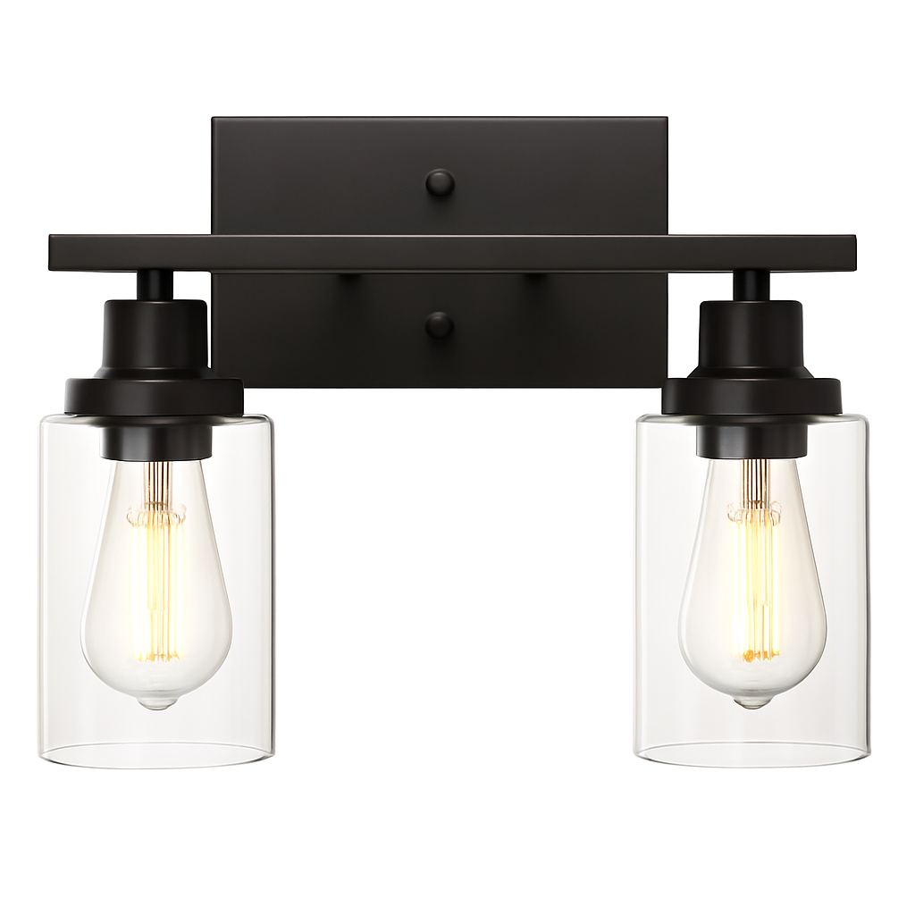 luminaire applique métal verre noir mate salle bains cuisine porche