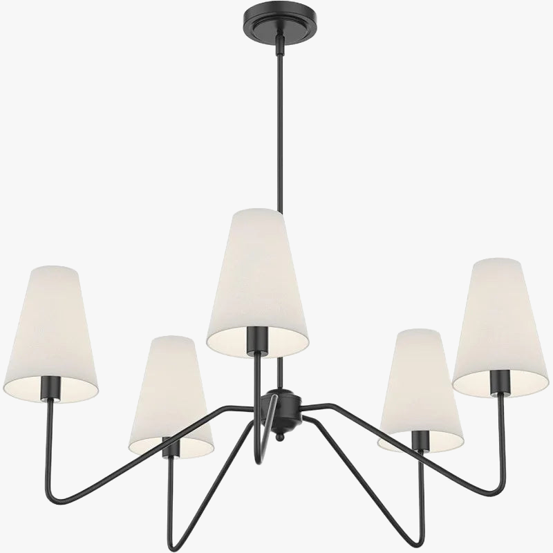 Lustres classiques or poli/noir avec abat-jour en lin blanc lustre moderne de chambre à coucher