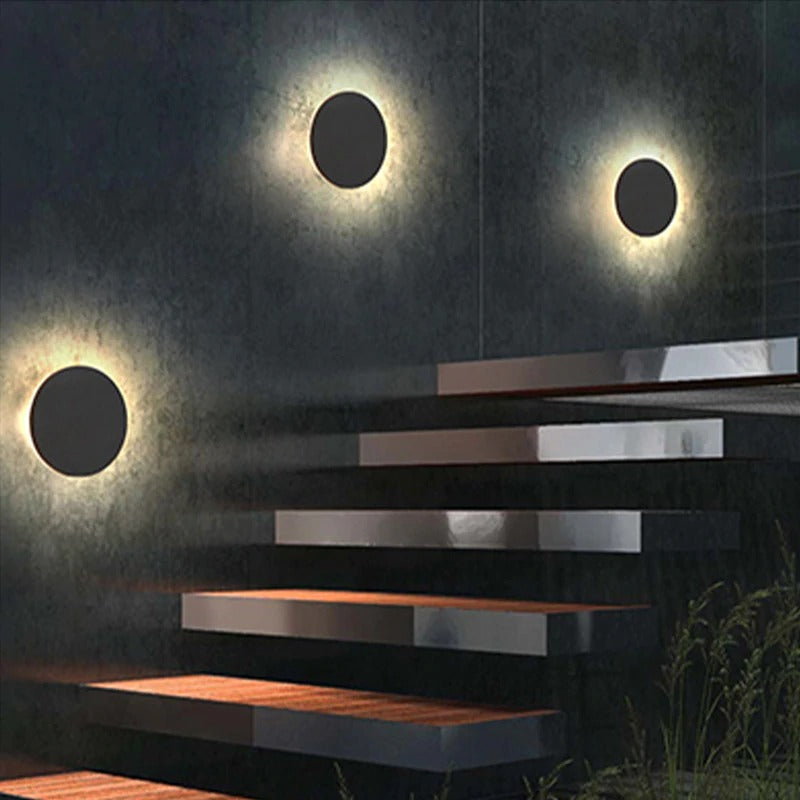 Applique murale ronde noire à halo lumineux — Ébène