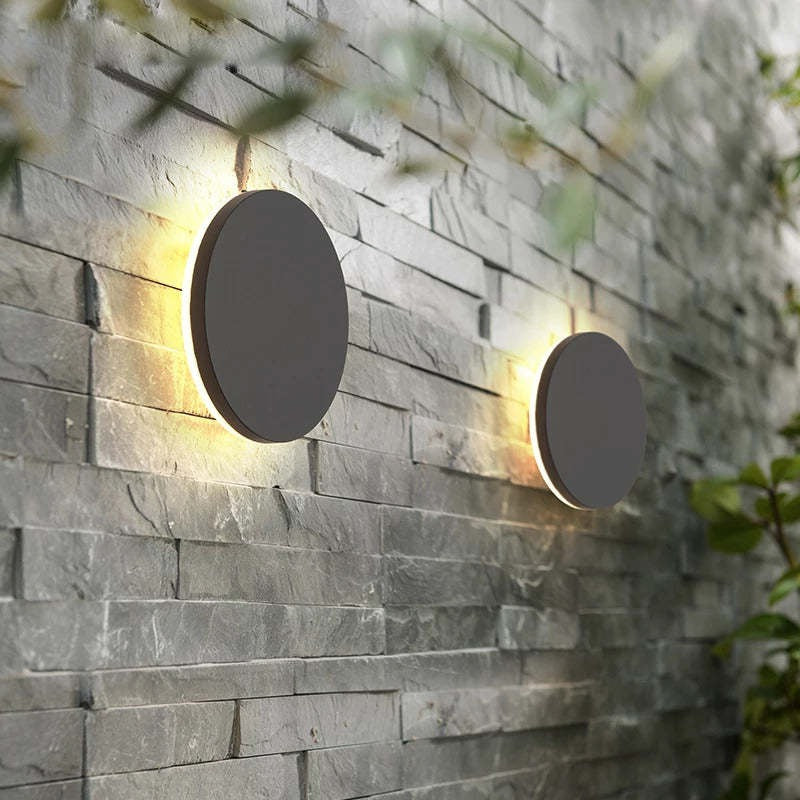 Applique murale ronde noire à halo lumineux — Ébène