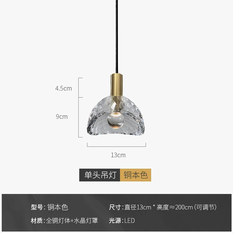 luminaire led suspension en cristal k9 de luxe postmoderne
