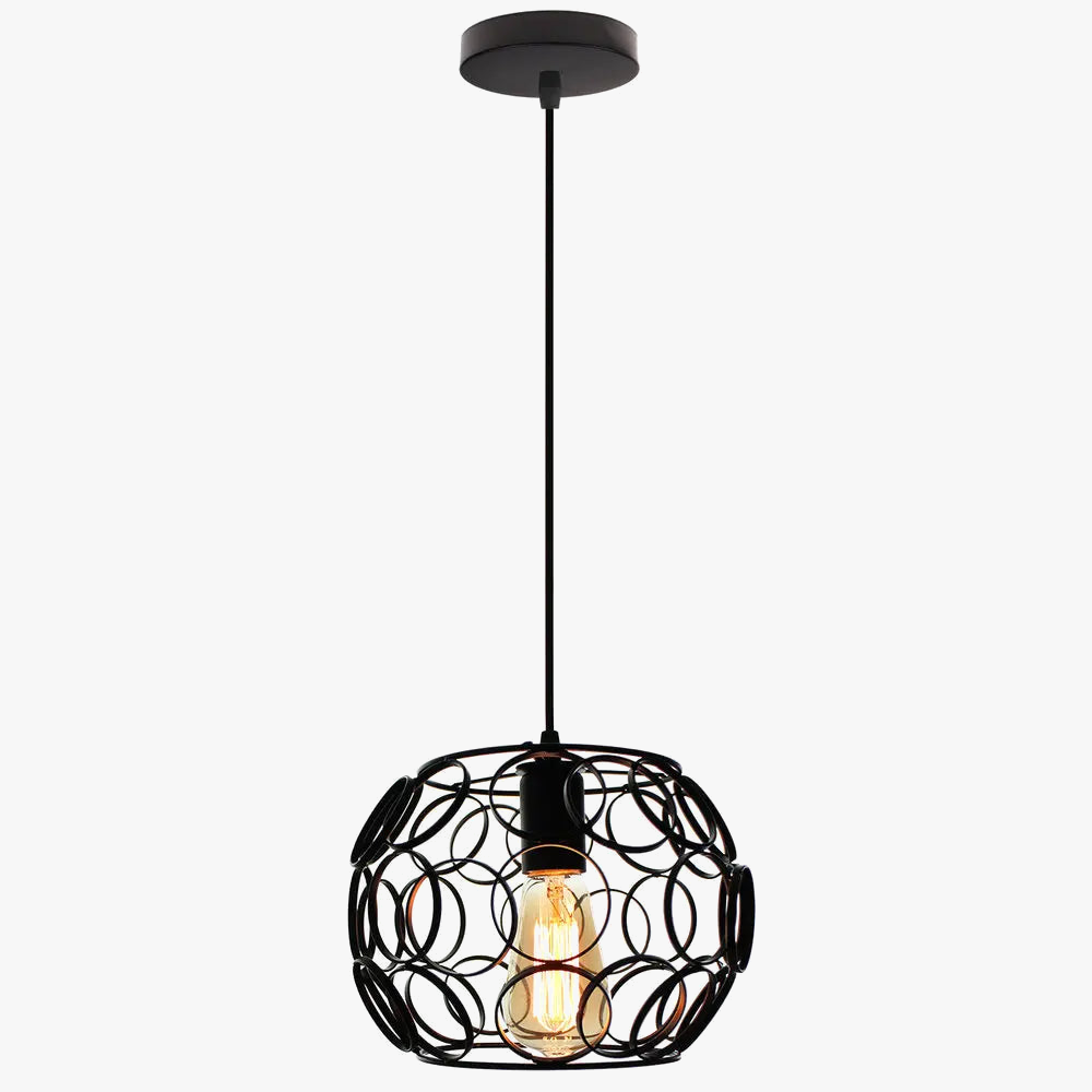 luminaire suspendu industriel rétro avec cage métallique led moderne