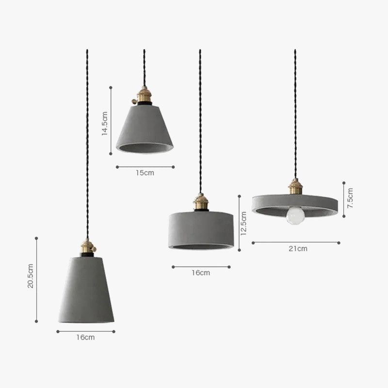 Luminaires suspendus LED en ciment nordique