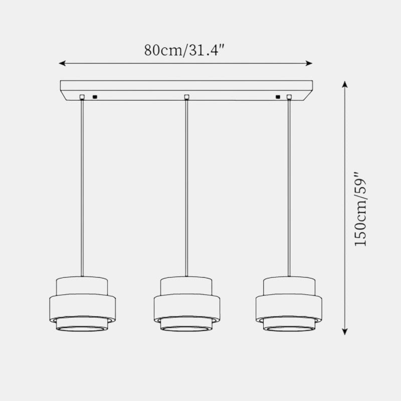 Suspension cylindrique en travertin et bois foncé — Comète