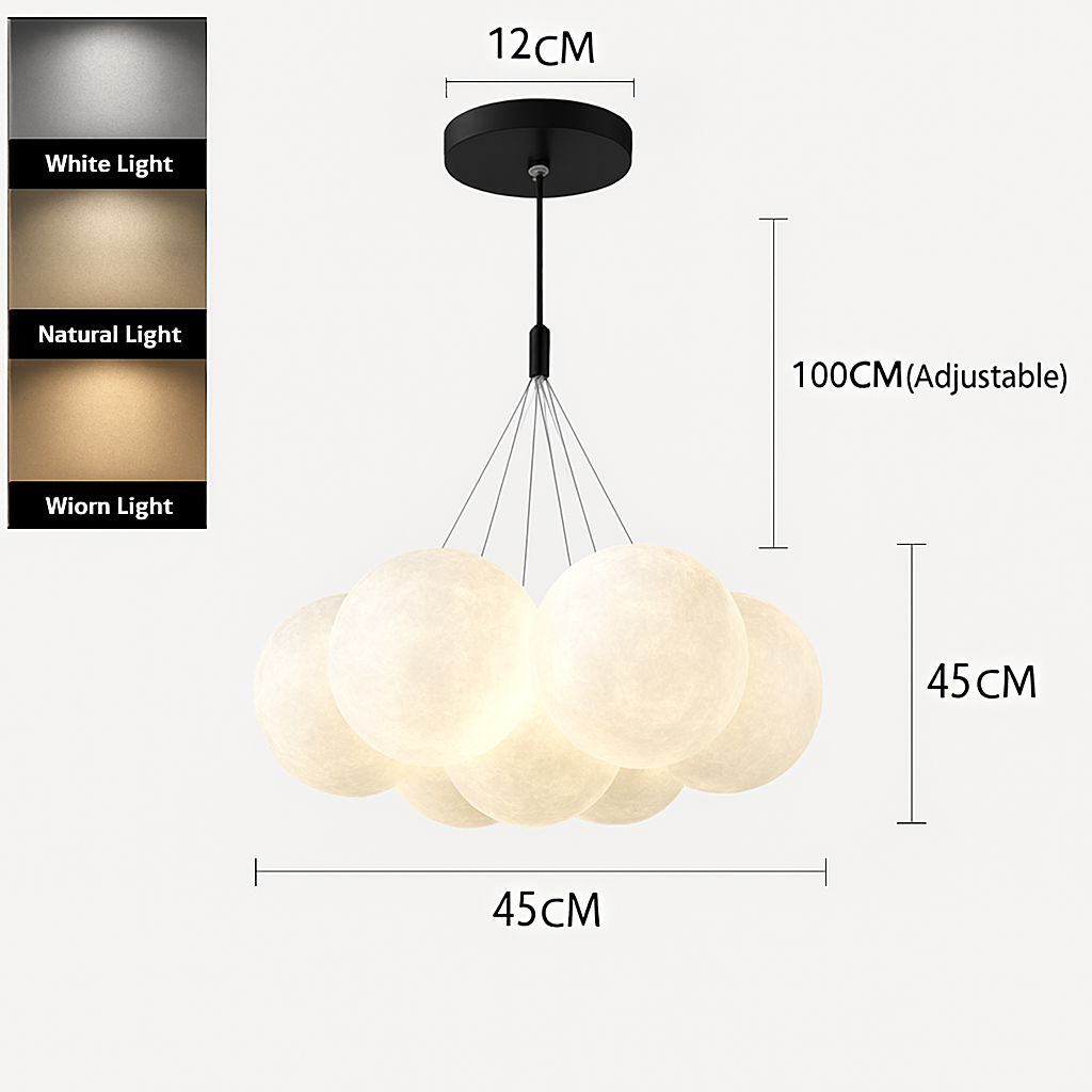 Lune Lustre Lampes Bulle Lustre Lumière pour Salon Chambre D'enfant Chambre Lampes Suspendues Or Noir G9 Ampoule AC220V