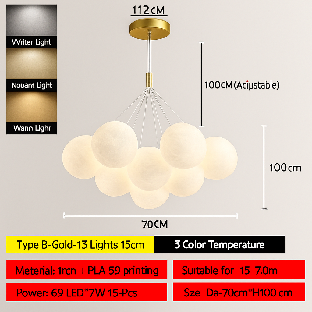 Lune Lustre Lampes Bulle Lustre Lumière pour Salon Chambre D'enfant Chambre Lampes Suspendues Or Noir G9 Ampoule AC220V