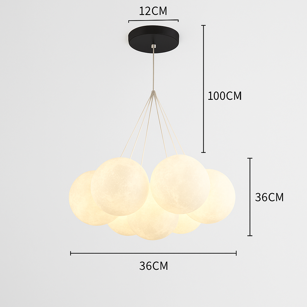 Lune Lustre Lampes Bulle Lustre Lumière pour Salon Chambre D'enfant Chambre Lampes Suspendues Or Noir G9 Ampoule AC220V