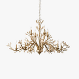 lustre américain en fer forgé avec cristal vintage en branches dorées