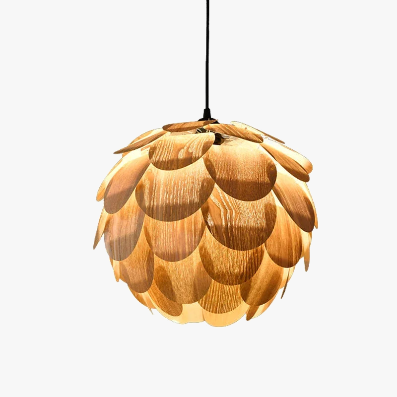 lustre ananas original en placage de bois pour hôtels bars et restaurants