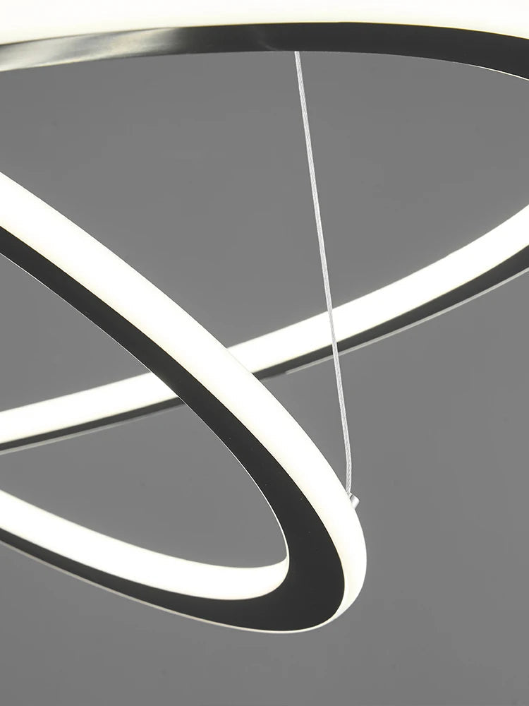 lustre à anneaux circulaires minimaliste à intensité variable