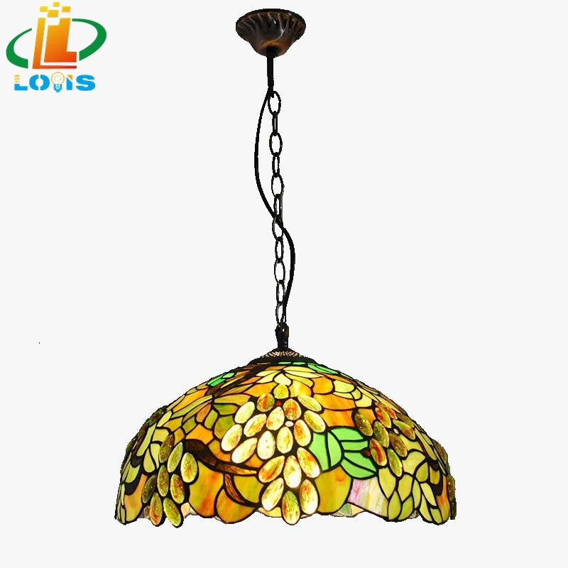 lustre antique en style européen avec feuilles vertes décoratives