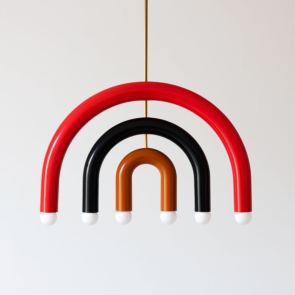 Lustre arc-en-ciel créatif LED Suspension en métal coloré pour chambre salon Restaurant café Art salle à manger suspension