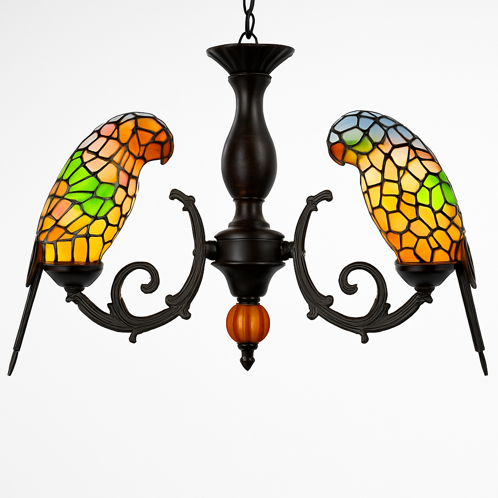 lustre art déco design tiffany parrot pour un éclairage élégant