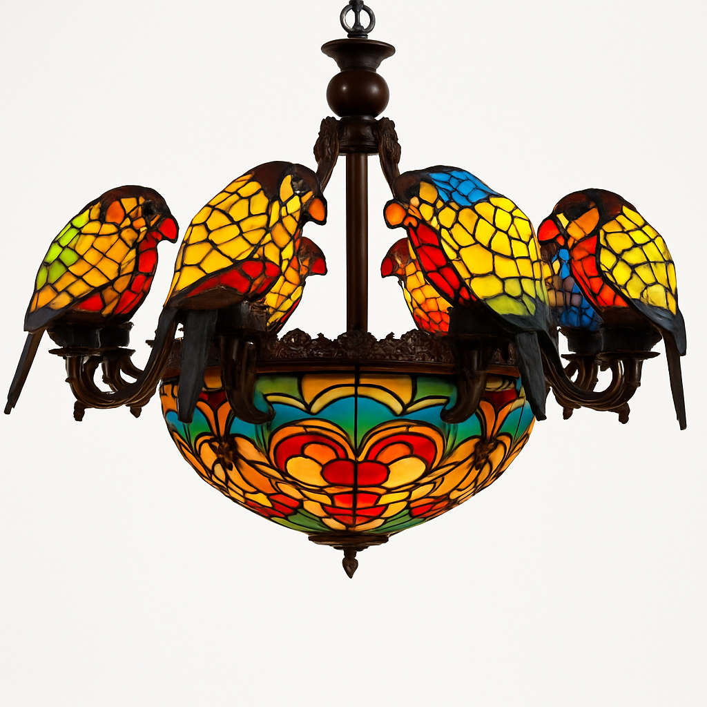 lustre art déco design tiffany parrot pour un éclairage élégant