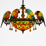 lustre art déco design tiffany parrot pour un éclairage élégant