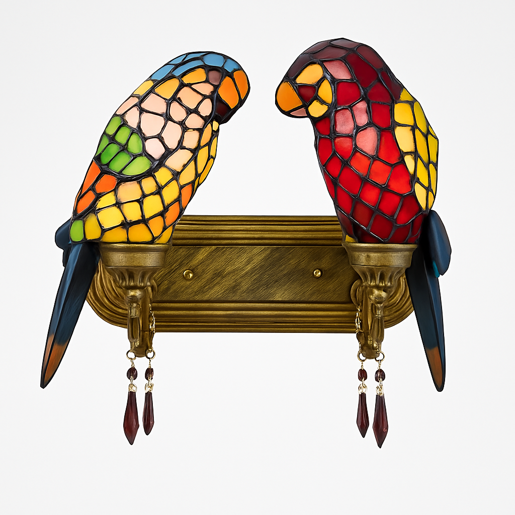 lustre art déco design tiffany parrot pour un éclairage élégant