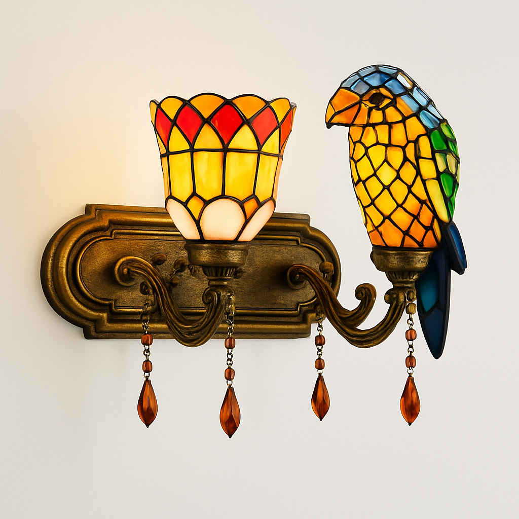 lustre art déco design tiffany parrot pour un éclairage élégant