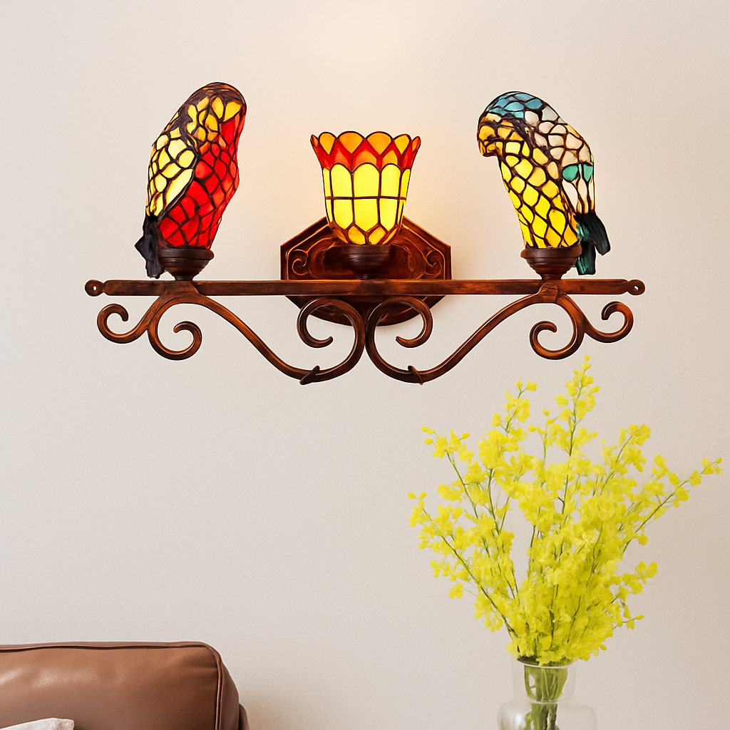 lustre art déco design tiffany parrot pour un éclairage élégant