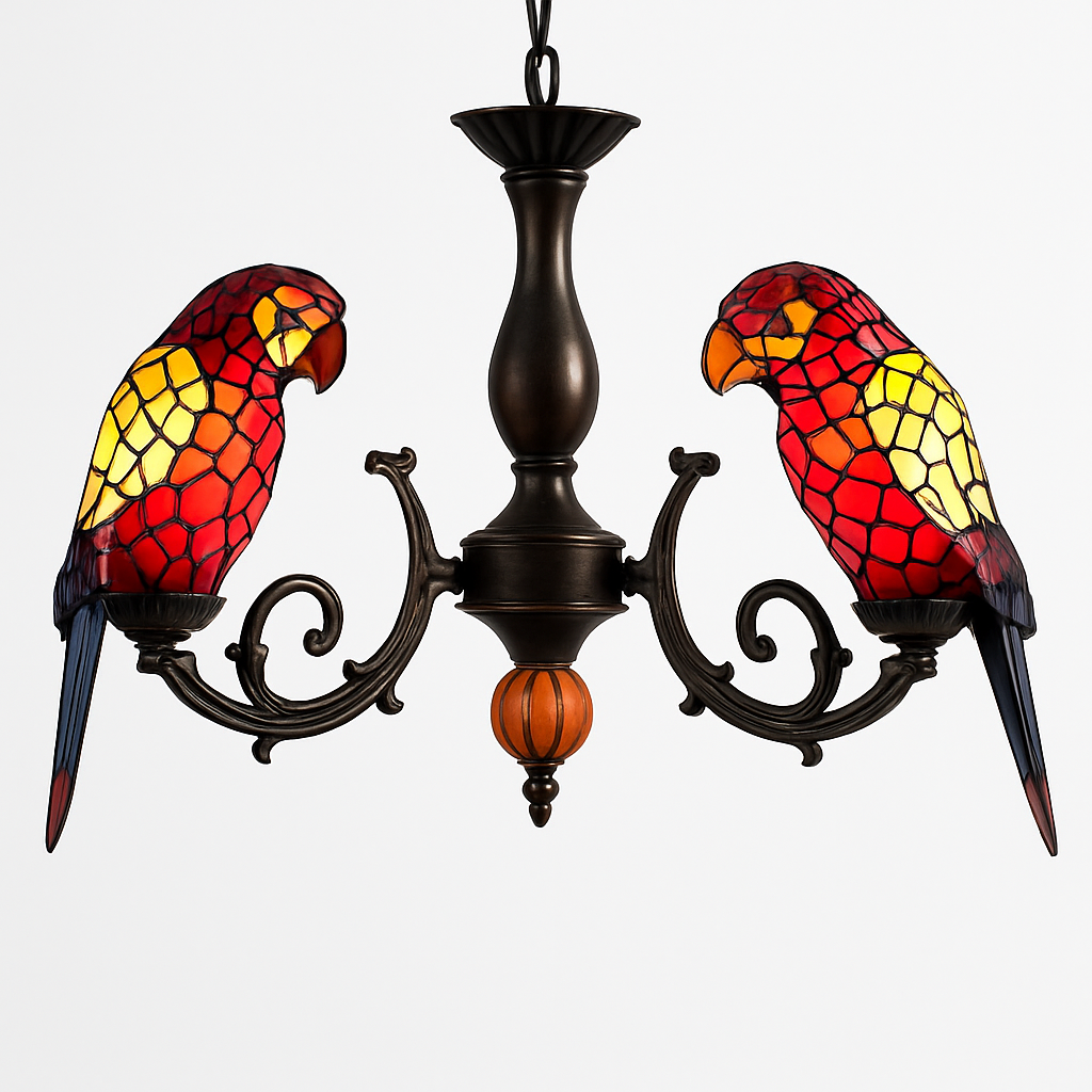 lustre art déco design tiffany parrot pour un éclairage élégant