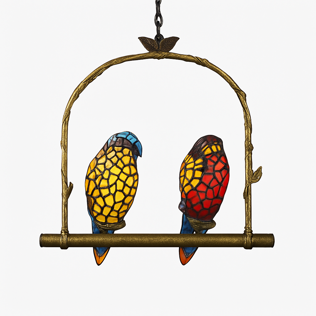 lustre art déco design tiffany parrot pour un éclairage élégant