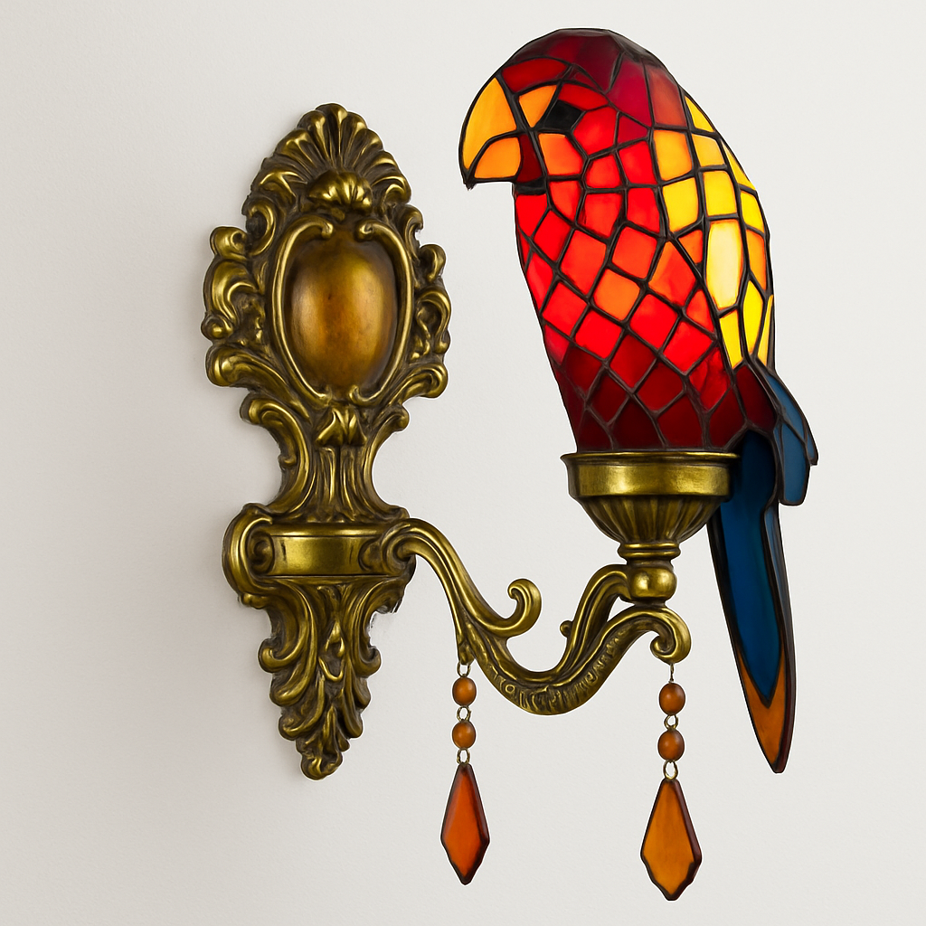 lustre art déco design tiffany parrot pour un éclairage élégant