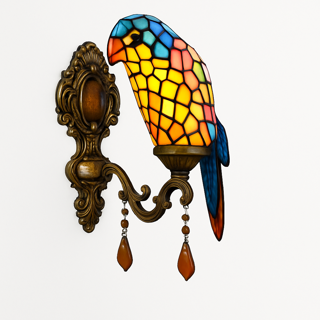 lustre art déco design tiffany parrot pour un éclairage élégant