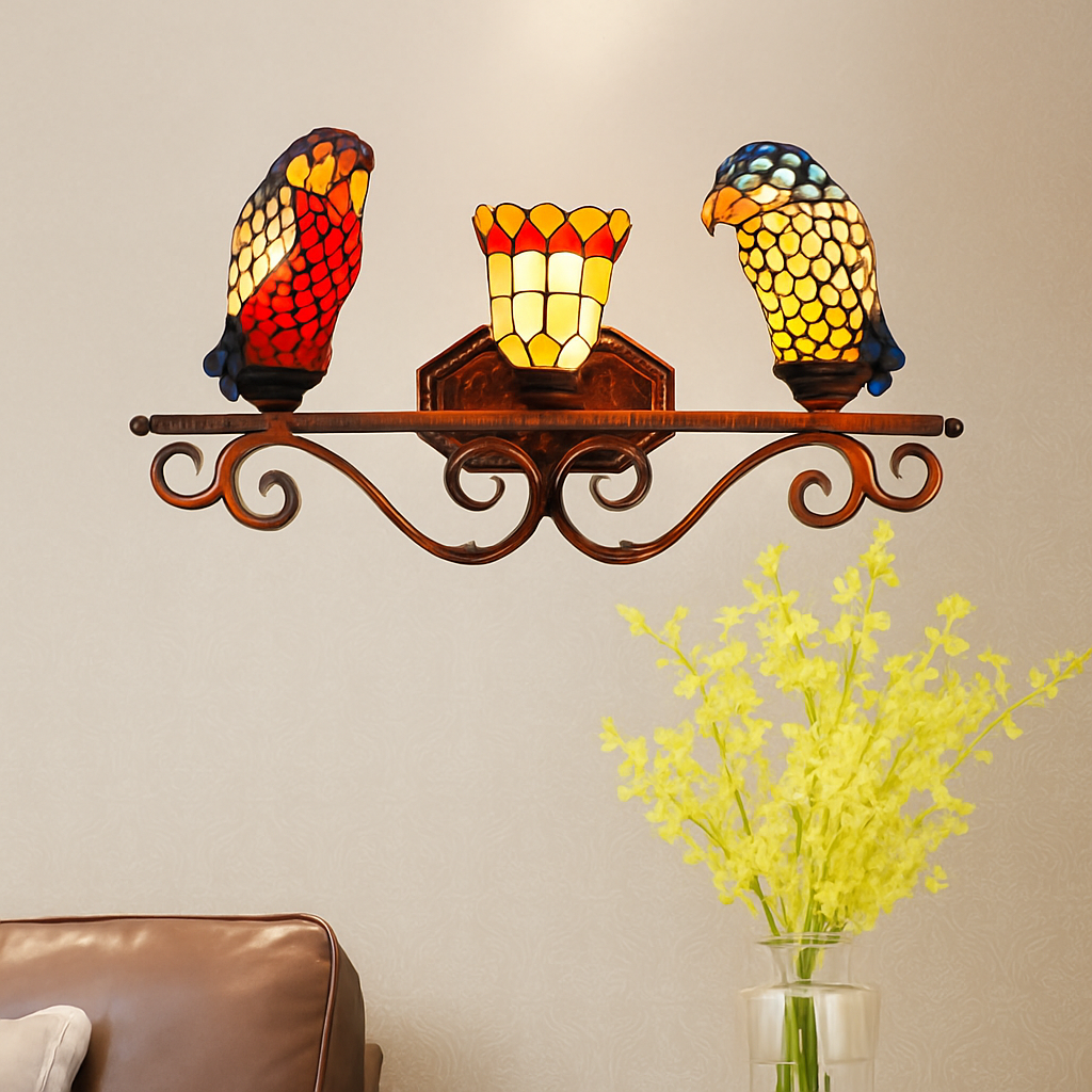 lustre art déco design tiffany parrot pour un éclairage élégant