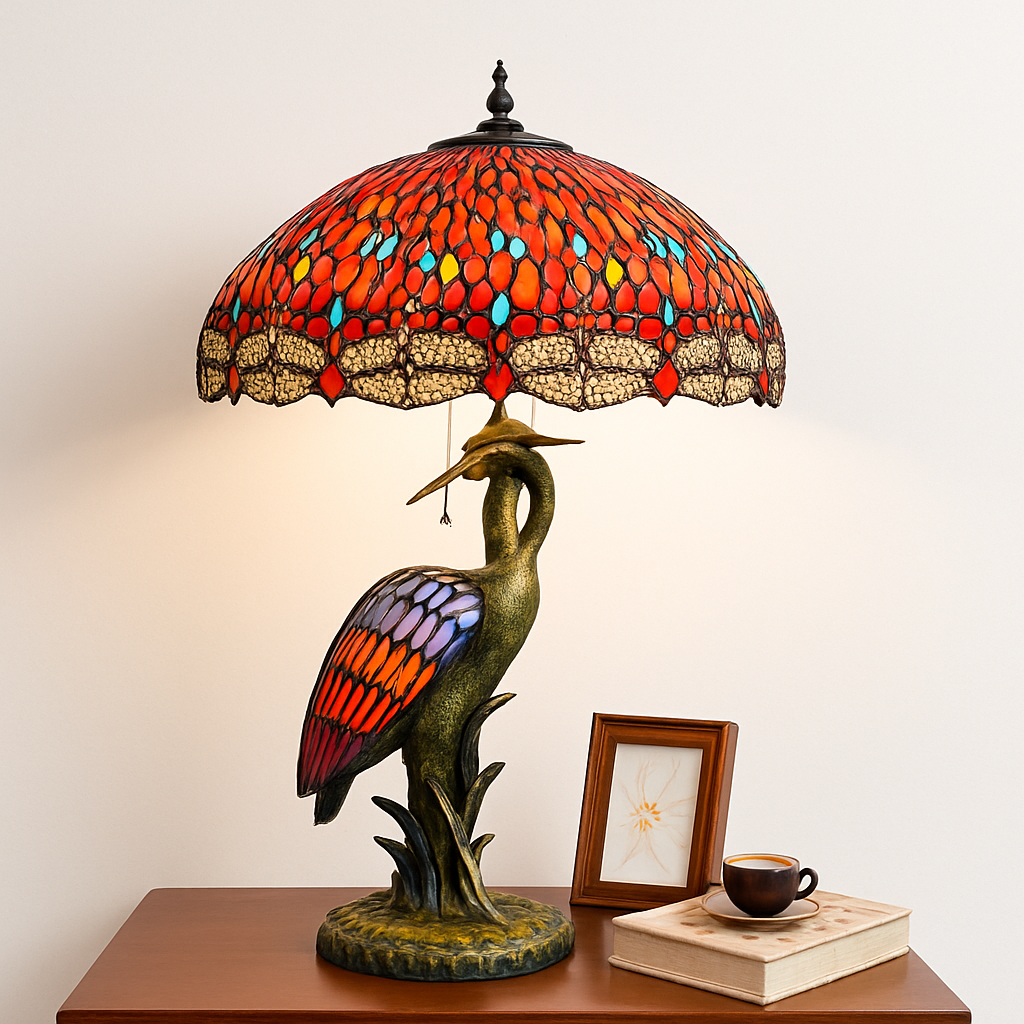 lustre art déco design tiffany parrot pour un éclairage élégant