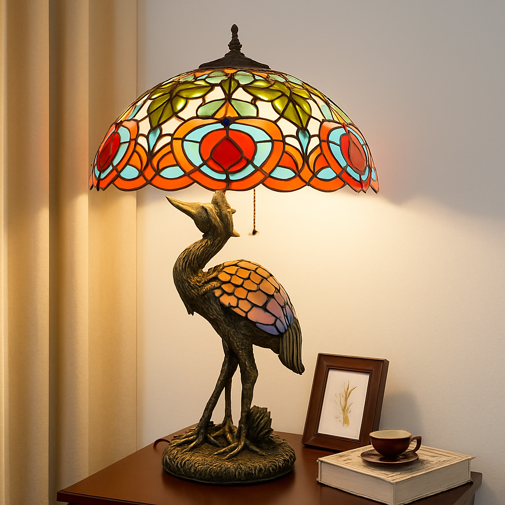 lustre art déco design tiffany parrot pour un éclairage élégant