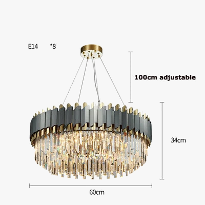 lustre art déco en acier inoxydable et cristal élégant et moderne
