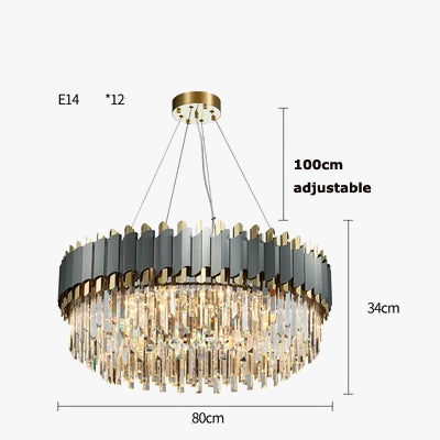 lustre art déco en acier inoxydable et cristal élégant et moderne