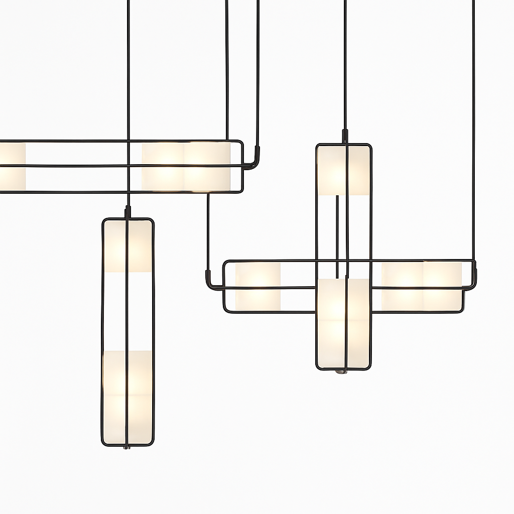 lustre art déco en verre et métal pour intérieur moderne