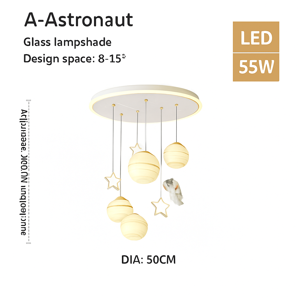 lustre astronautes lumineux pour chambre d'enfant design moderne
