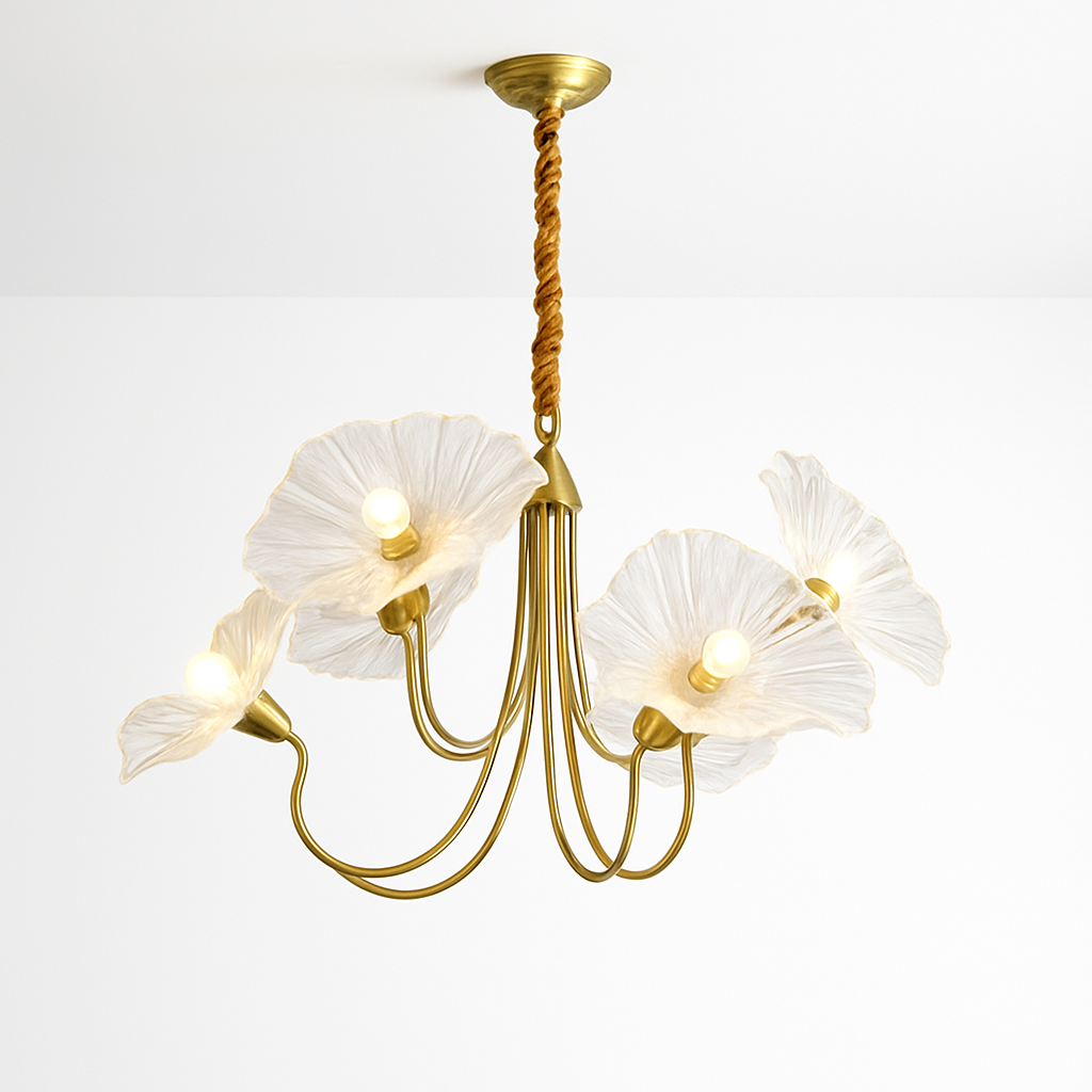 Lustre avec fleurs en verre déco nordique moderne