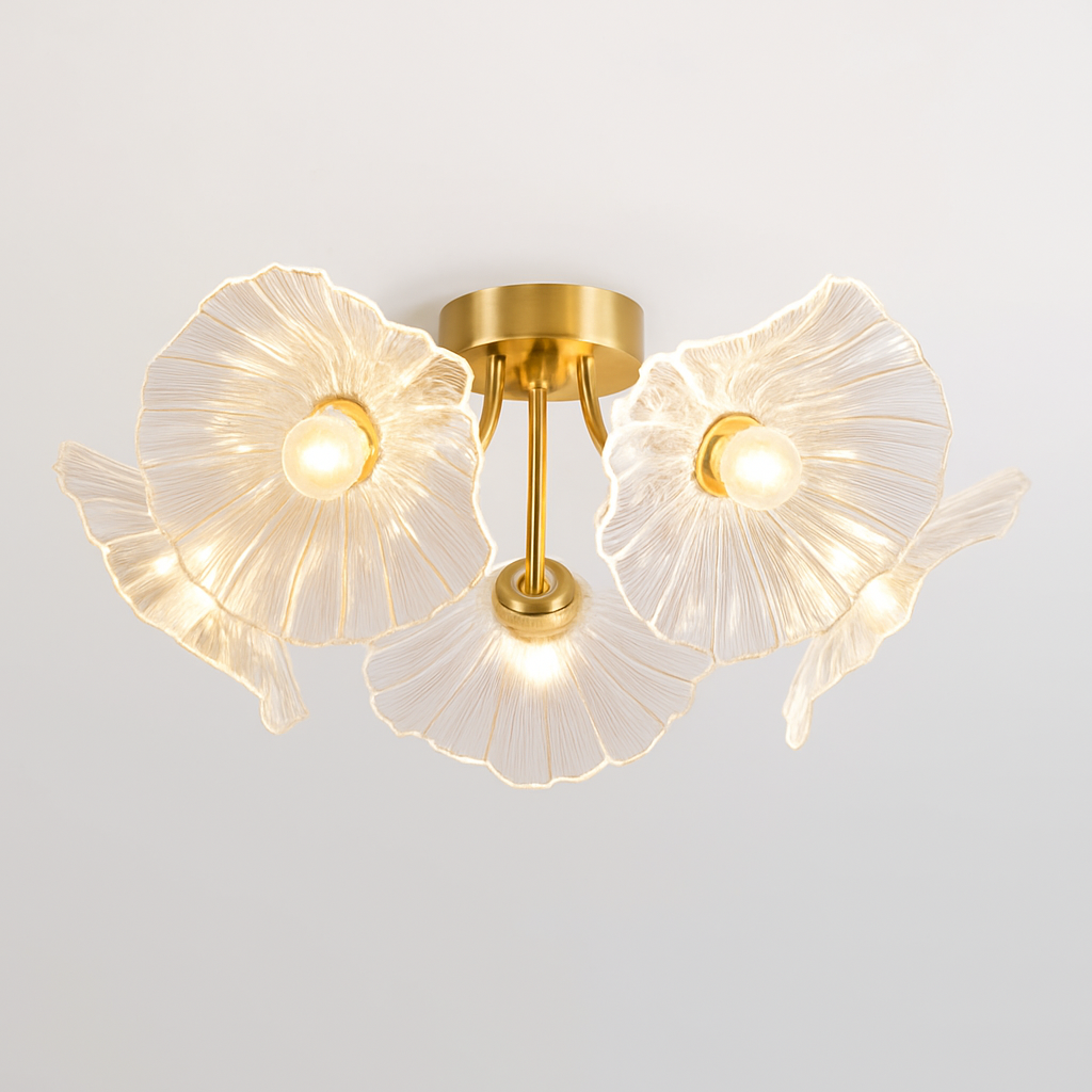 Lustre avec fleurs en verre déco nordique moderne