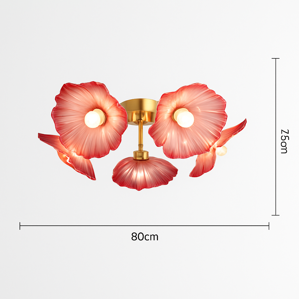 Lustre avec fleurs en verre déco nordique moderne