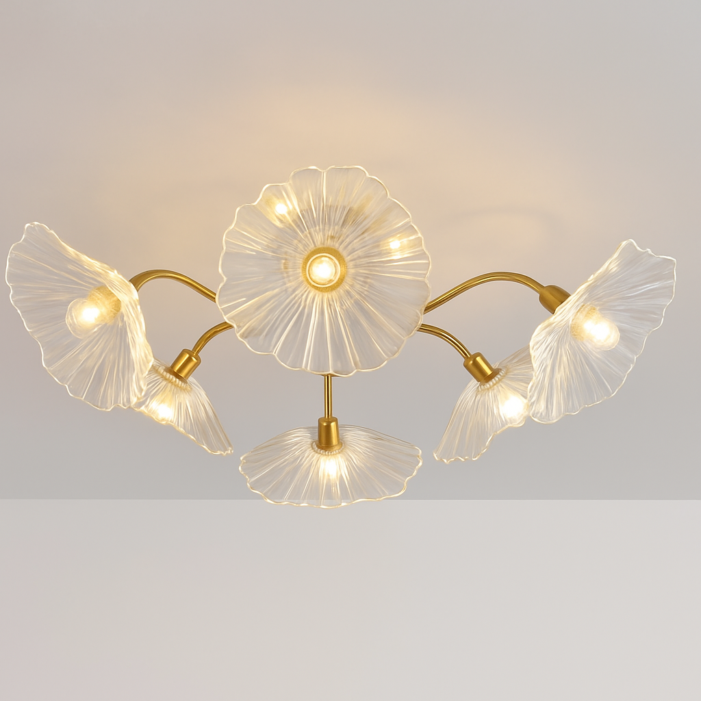 Lustre avec fleurs en verre déco nordique moderne