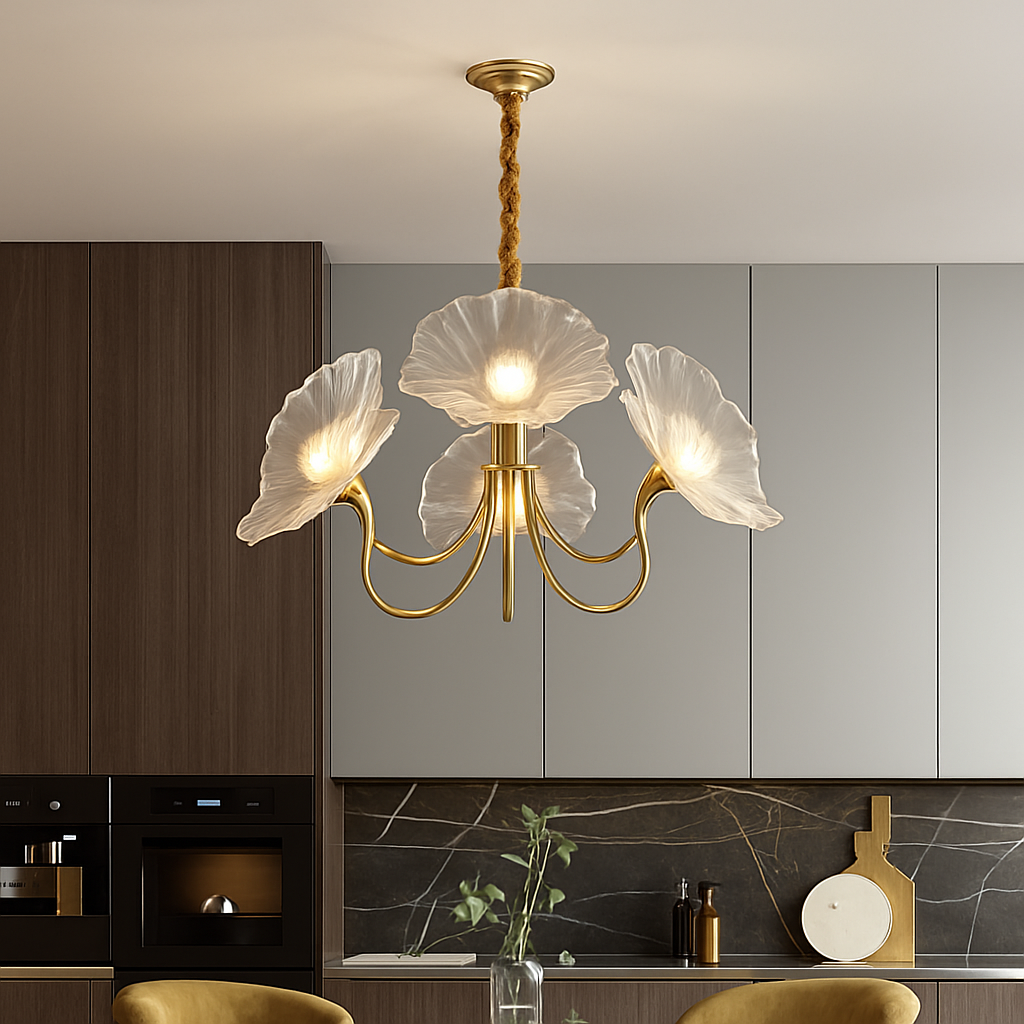 Lustre avec fleurs en verre déco nordique moderne