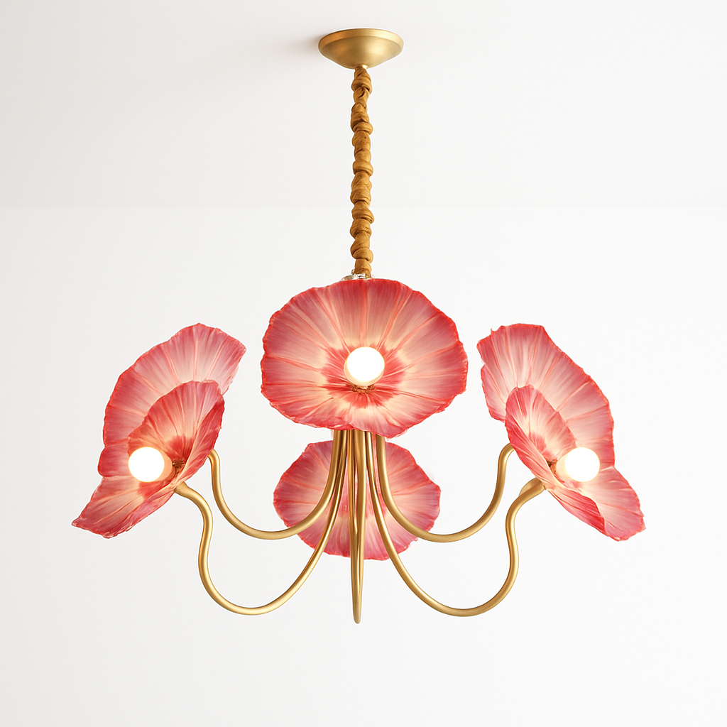 Lustre avec fleurs en verre déco nordique moderne