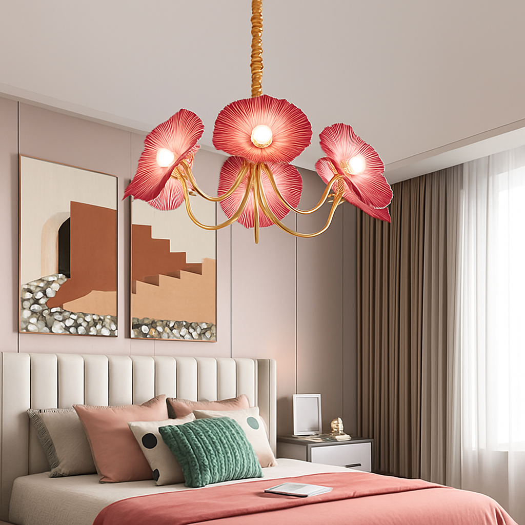 Lustre avec fleurs en verre déco nordique moderne